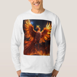 Camiseta El Fénix que emerge del fuego con una galaxia,
