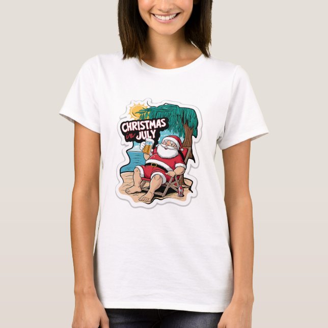 Camiseta El festivo Papá Noel relajándose en la costa tropi (Anverso)