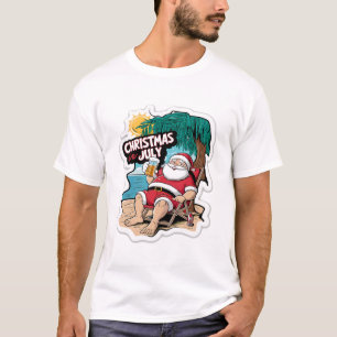 Camiseta El festivo Papá Noel relajándose en la costa tropi
