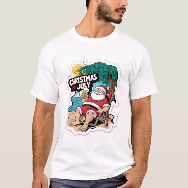 Camiseta El festivo Papá Noel relajándose en la costa tropi (Anverso)