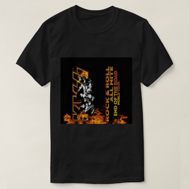 Camiseta El Fin De KISS De La Ruta Mundial El Incendio Flam (Diseño del anverso)