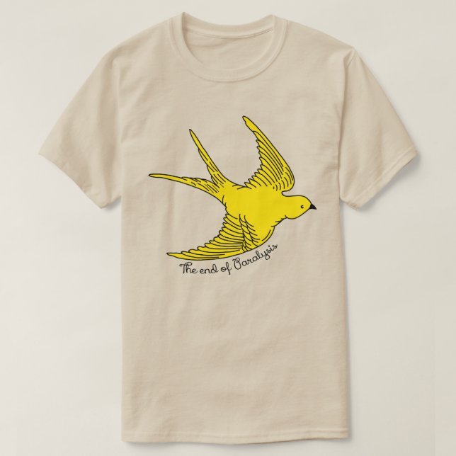 Camiseta El fin de la parálisis del pájaro amarillo (Diseño del anverso)