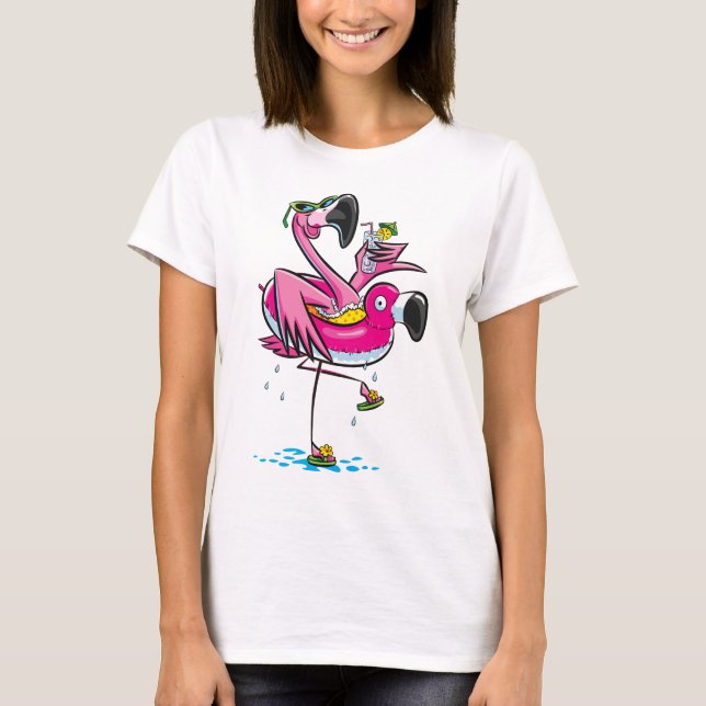 Camiseta El flamenco bebe las vacaciones de verano (Anverso)