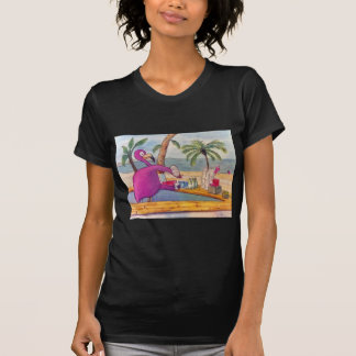 Camiseta El flamenco rosado caprichoso vierte la playa de