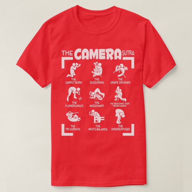 Camiseta El fotógrafo de la cámara Sutra Gracioso (Diseño del anverso)