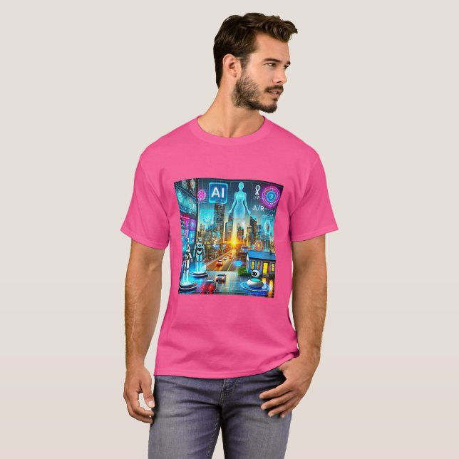Camiseta El futuro de la IA: Casas inteligentes, tecnología (Anverso completo)