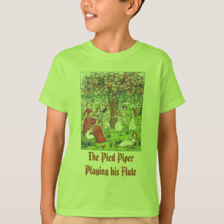 Camiseta El gaitero de varios colores que toca su flauta