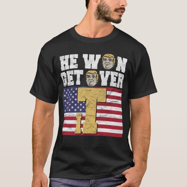 Camiseta Él ganó consigue sobre él (Anverso)