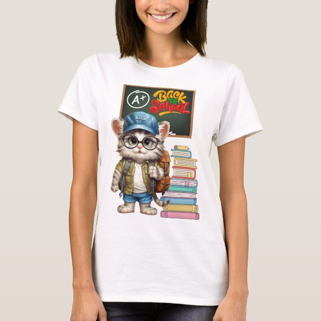 Camiseta El gato adoro vuelve al diseño escolar (Anverso)