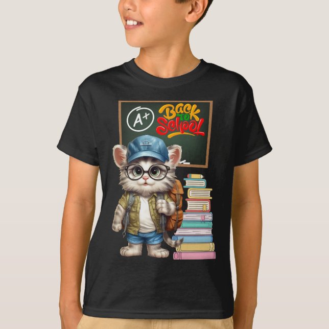 Camiseta El gato adoro vuelve al diseño escolar (Anverso)