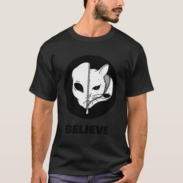 Camiseta El gato Alien Ufo Martian Ufologist Space cree (Anverso)