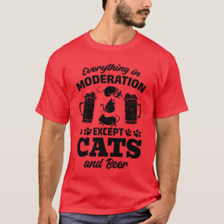 Camiseta El gato ama todo en la moderación excepto gatos a