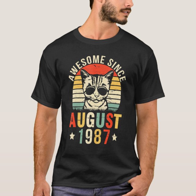 Camiseta El gato asombroso desde agosto de 1987 Feliz mi cu (Anverso)