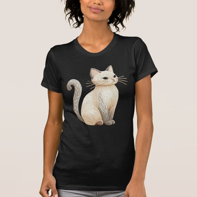 Camiseta El gato Beige Kitty, un gato embrojado del Boho, c (Anverso)