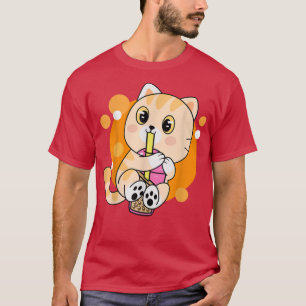 Camiseta El gato Boba Anime Kawaii Bubble Tea Chicas Neko