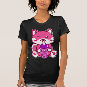 Camiseta El gato Boba cute té de burbuja Anime Neko Kawaii 
