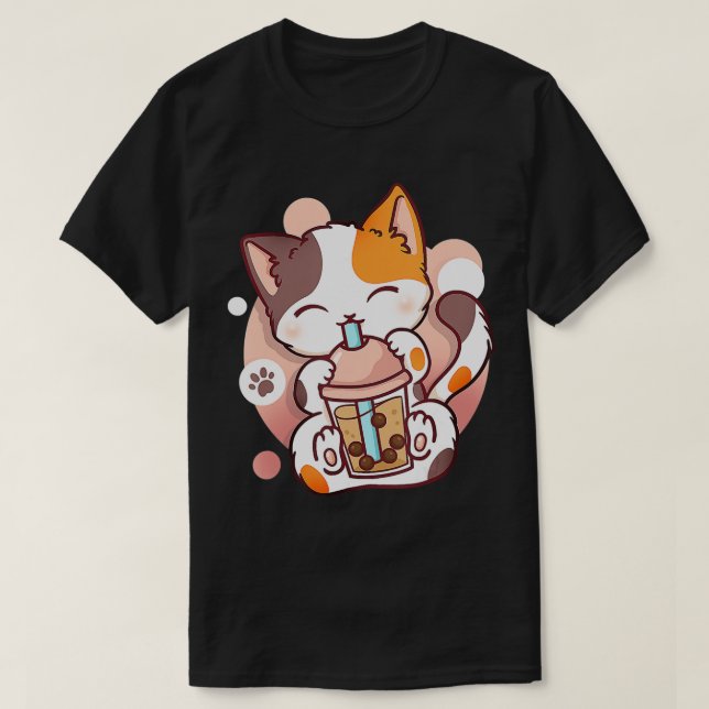 Camiseta El gato Boba Tea Bubble Tea Anime Kawaii Neko para (Diseño del anverso)
