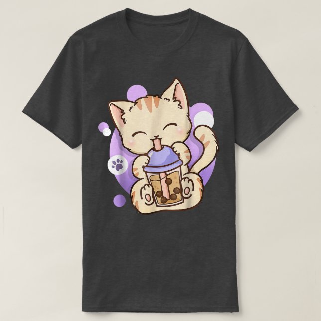 Camiseta El gato Boba Tea Bubble Tea Anime Kawaii Neko para (Diseño del anverso)