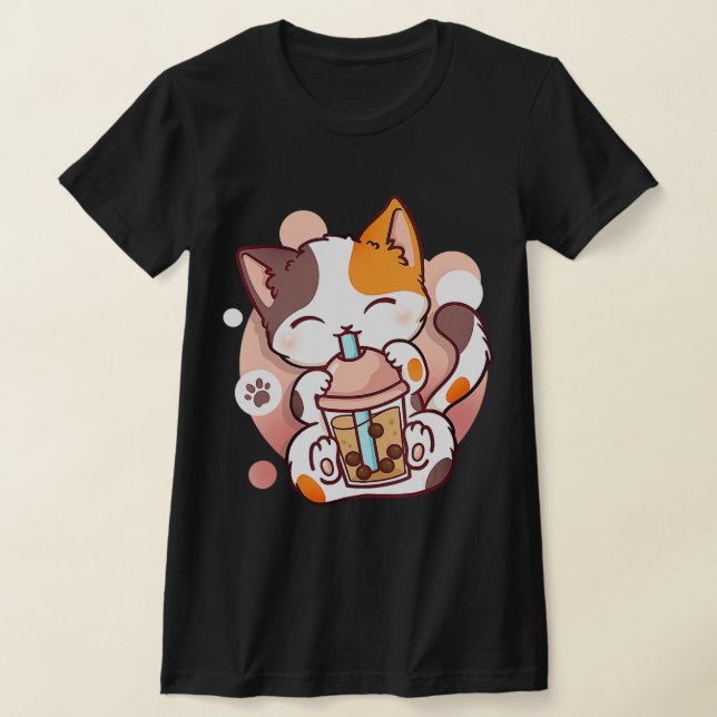 Camiseta El gato Boba Tea Bubble Tea Anime Kawaii Neko para (Distribución)