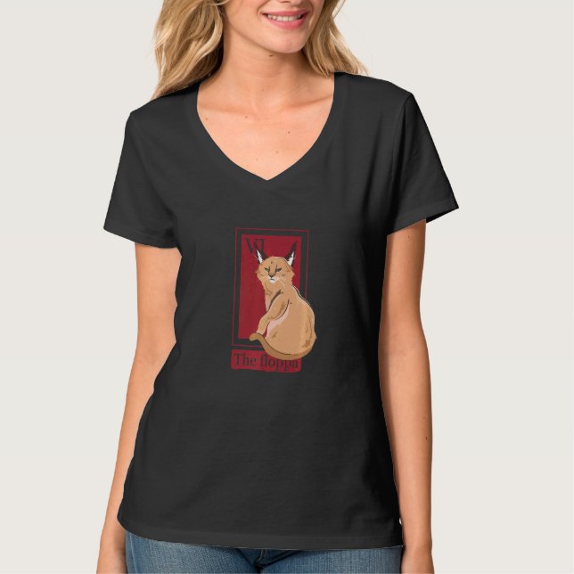 Camiseta El gato caracal de la lotería mexicana, el floppa (Anverso)