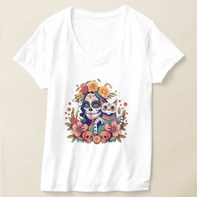 Camiseta El Gato Catrina: Un día felino de los muertos Fusi (Distribución )