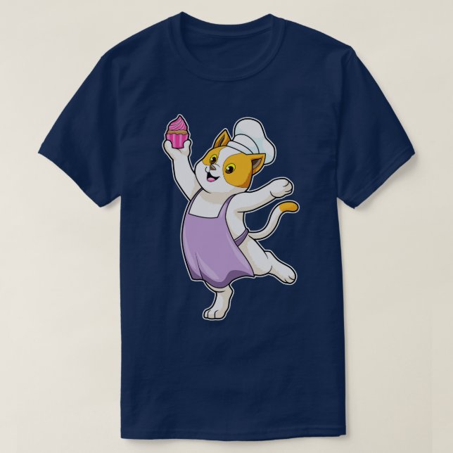 Camiseta El gato como cocinero con el hongo de delantal de  (Diseño del anverso)