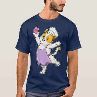 Camiseta El gato como cocinero con el hongo de delantal de