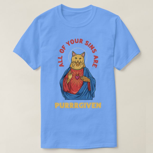 Camiseta El gato como el humor de Jesús para un gato cristi (Diseño del anverso)