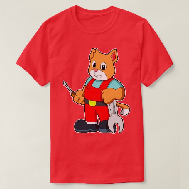 Camiseta El gato como ingeniero de mecatrónica con herramie (Diseño del anverso)