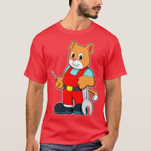 Camiseta El gato como ingeniero de mecatrónica con herramie