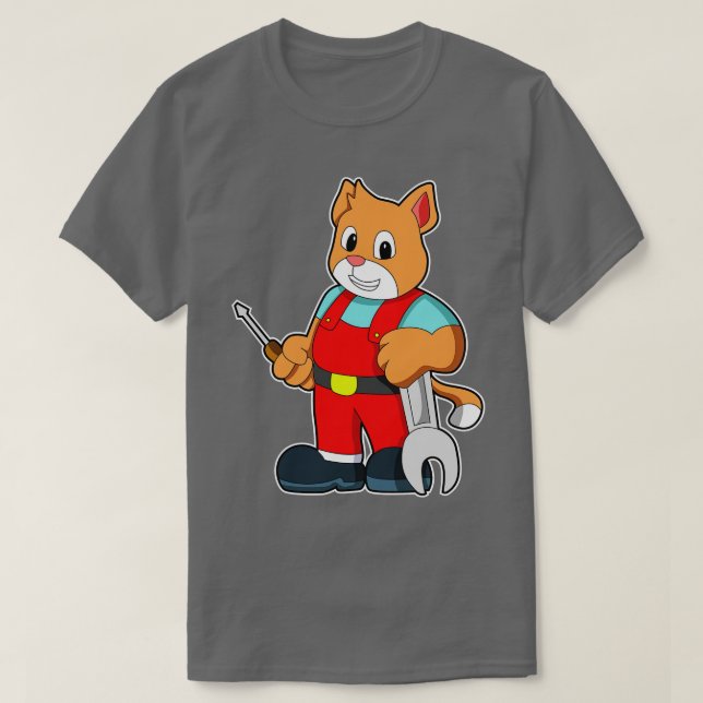 Camiseta El gato como ingeniero de mecatrónica con herramie (Diseño del anverso)