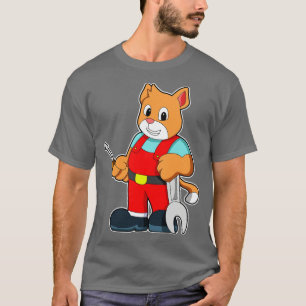 Camiseta El gato como ingeniero de mecatrónica con herramie