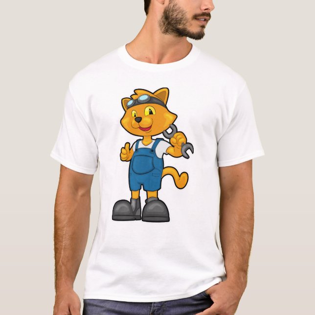 Camiseta El gato como mecánico con el español (Anverso)