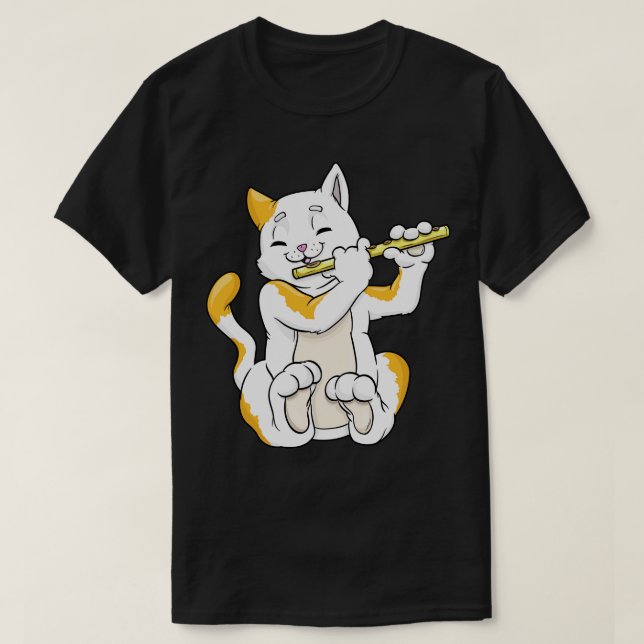 Camiseta El gato como músico con flauta (Diseño del anverso)