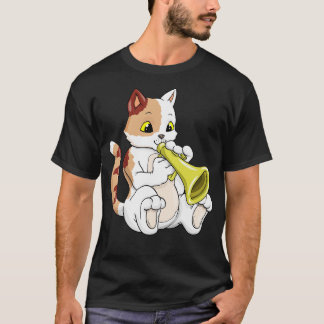 Camiseta El gato como músico con trompeta