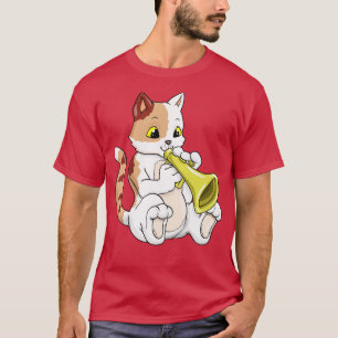 Camiseta El gato como músico con trompeta
