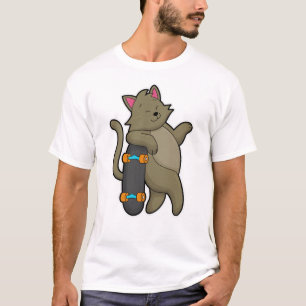 Camiseta El gato como patinador con patineta
