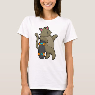 Camiseta El gato como patinador con patineta