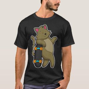 Camiseta El gato como patinador con patineta