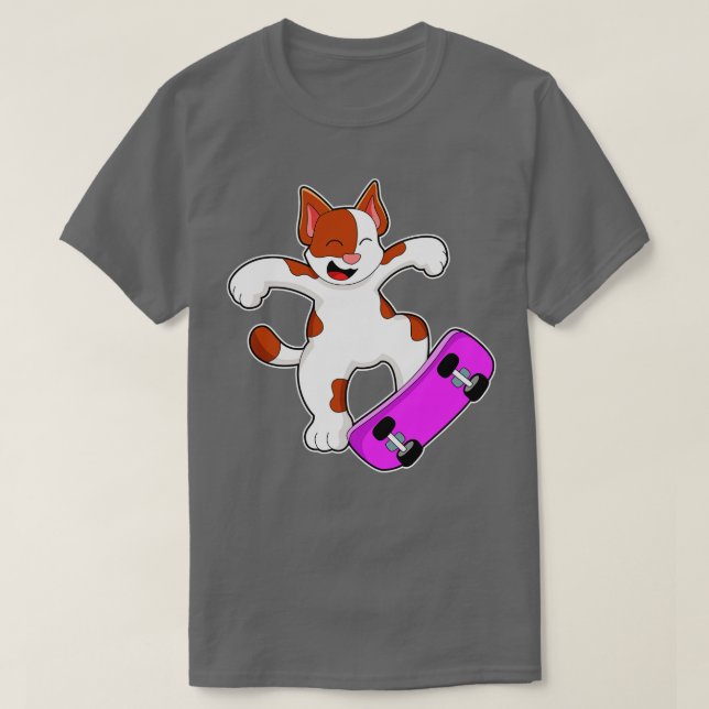 Camiseta El gato como patinador con patineta 3 (Diseño del anverso)