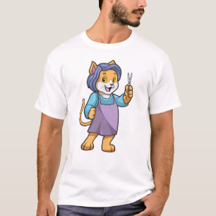 Camiseta El gato como peluquero con tijeras