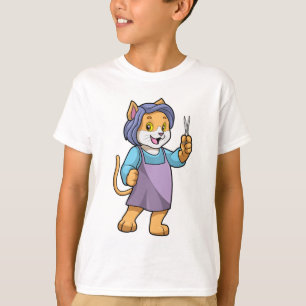Camiseta El gato como peluquero con tijeras