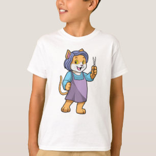 Camiseta El gato como peluquero con tijeras