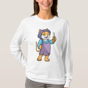 Camiseta El gato como peluquero con tijeras