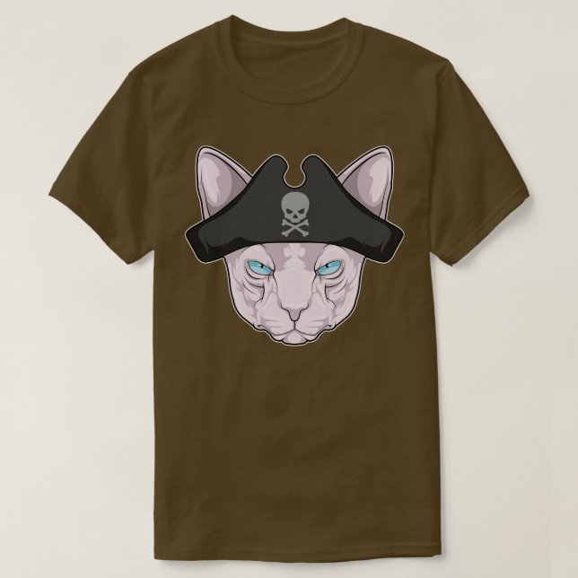 Camiseta El gato como pirata con el gorra pirata (Diseño del anverso)