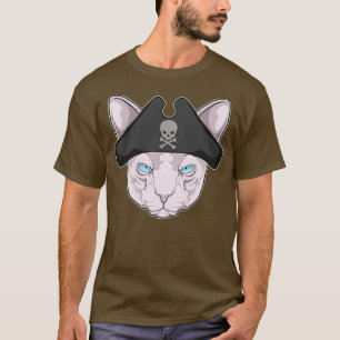 Camiseta El gato como pirata con el gorra pirata