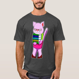 Camiseta El gato como profesor con libros de tacones altos