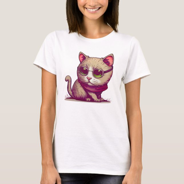Camiseta El gato crítico vibra a las mujeres (Anverso)