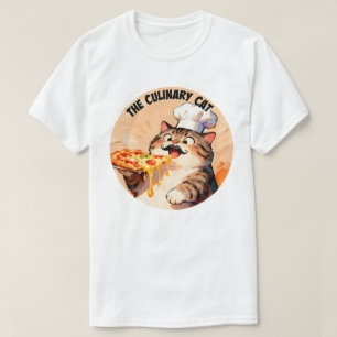 Camiseta El gato culinario con Chef Gato Pizza sosteniendo
