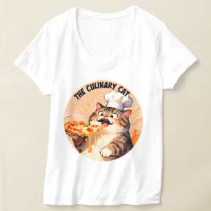 Camiseta El gato culinario con Chef Gato Pizza sosteniendo